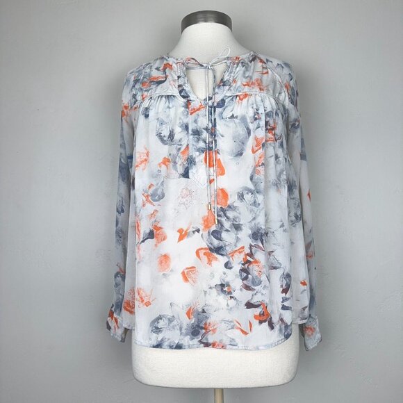 Rebecca Taylor Blouse Women 6 Small Misty‎ Garden Printed 100% Silk Feminine - Picture 2 of 11